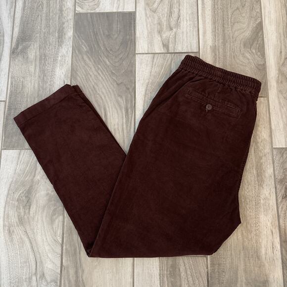 J Crew Corduroy Pants Mens Sz Large Burgundy Straight Leg Preppy Chino 29” In - Picture 1 of 10